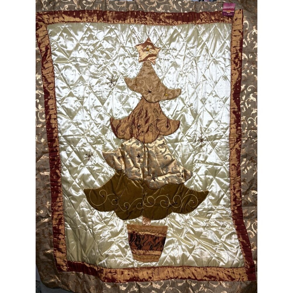 Cracker Barrel Season Of Glory Holiday Quilt Bejeweled Christmas Tree 60x50